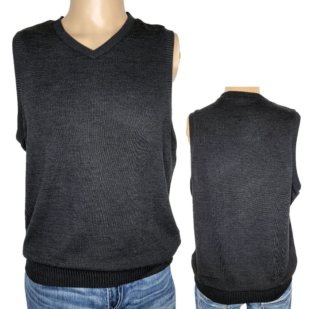 H2H Black Sleeveless Sweater Vest Sz L